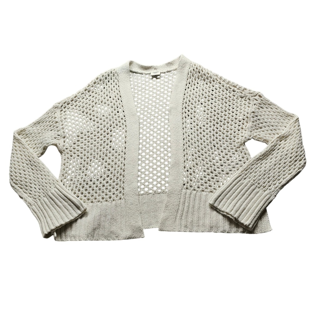 Abercrombie & Fitch Open Knit Cardigan Womens S Cream White Crochet Long Sleeve